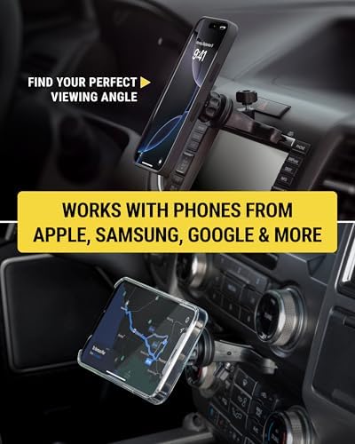 Revolutionize Your Driving Experience with Scosche Magic Mount™ SMSCUP – Adjustable Gooseneck Magnetic Phone Holder for Car, Compatible with i Phone 16-12 Series & Android Devices, Mag Safe Technology, Effortless Hands-Free Navigation, Secure Cup Holder Fit, Effortless Installation