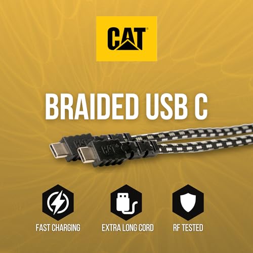 Optimize Your Charging Workflow with the CAT 10 ft Braided USB C Cable – High-Speed Type C Charger for Rapid Device Charging and Syncing, Durable Tangle-Free Design Ideal for Home, Office, and Travel Use