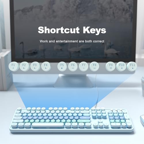 Retro-Inspired Full Size Typewriter Keyboard with Number Pad – Wired USB Keyboards for Windows 7, 8, 10, 11 | Enhance Your Typing Experience with Classic Charm and Modern Efficiency | Perfect for Home and Office Use