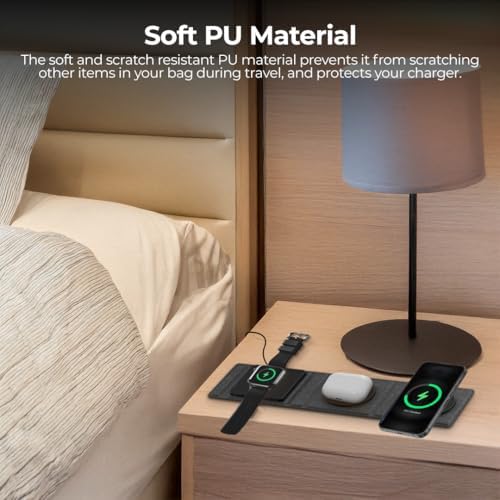 ZTAR 3-in-1 Wireless Travel Charger: Ultimate Mag Safe-Compatible Charging Pad for i Phone 16/15/14/13/12, Samsung Galaxy, Air Pods & Apple Watch – Portable Foldable Design for Effortless Travel & Rapid Multi-Device Charging
