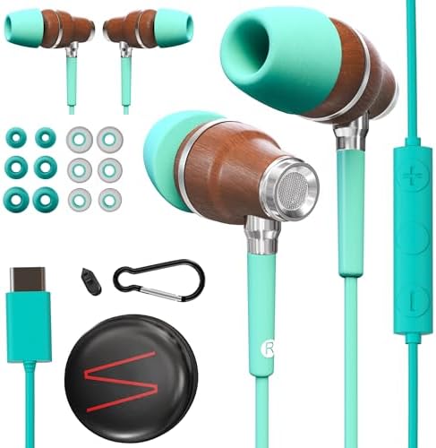 Elevate Your Audio Experience with Symphonized Premium Wooden Wired Earphones – USB C, Deep Bass & 3 D Sound, Enhanced Noise Cancellation (90%) for i Phone 15-16 & Android Devices – Perfect for Music Lovers and Professionals Seeking Superior Sound Quality