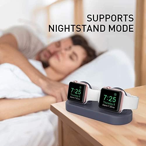 Delidigi Premium Dual Charger Stand for Apple Watch: Fast, Stylish, and Compatible with All Series (Ultra 2, SE, 1-10) – High-Quality Silicone Dock for Simultaneous Charging of Two Smartwatches, Perfect for Home or Travel Use