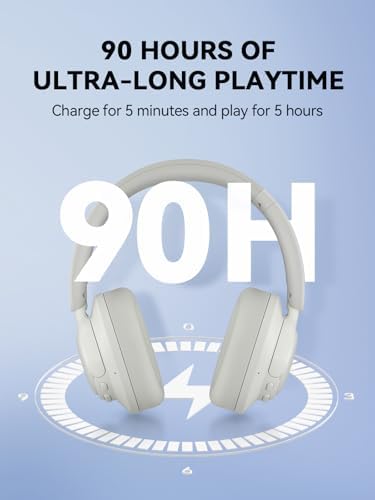 1 MORE Sono Flow SE HQ31 Wireless Bluetooth Headphones – Premium Over-Ear Design with Advanced Noise Cancellation, 90 Hours of Uninterrupted Playtime, and Hi-Res Audio Clarity for Gaming, Travel, and Work – Ergonomic Comfort in Sleek Black Finish with Superior LDAC Support