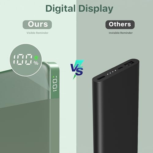 NOBIS 10000 m Ah Fast Charging Power Bank with Digital Display – Versatile USB-C Battery Pack for i Phone, i Pad, Android & More (25 W) – Compact, Reliable Charging Solution for On-the-Go Power Needs
