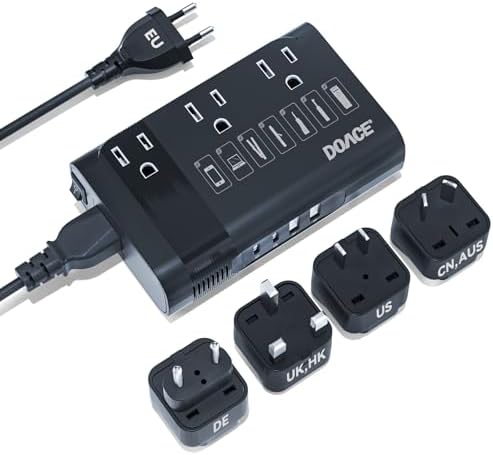 DOACE 350 W Voltage Converter: Essential US to Europe Power Adapter for Safe and Efficient Charging of Electronics, Hair Tools, and Laptops – Compact, Lightweight Design for Hassle-Free Travel and Reliable Performance