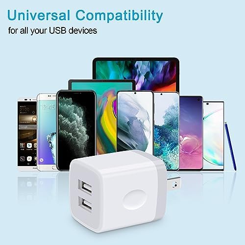 Dual Port USB Wall Charger 5-Pack – 2.1 A Quick Charge Adapter for i Phone & Samsung Devices – Compact Travel Charging Block for Home & Office Use – Enhanced Compatibility for Fast Device Charging