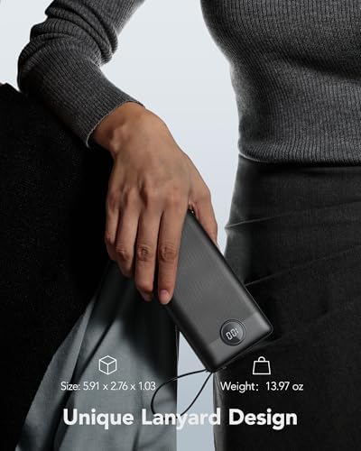 Ultimate 20000 m Ah VRURC Portable Charger with Built-in Cables – Fast Charging Power Bank for Travel, PD & QC 3.0 Compatible, 4 Output Ports & Dual Input, Ideal for i Phone, Samsung, Android Devices – Compact & Durable Battery Pack for On-the-Go Power