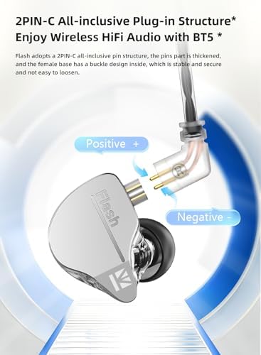 Transform Your Sound Journey with keephifi KBEAR Flash Hi-Fi Earphones – Premium Dual Driver Hybrid In-Ear Monitors in Stunning CNC Aluminum Alloy, Featuring Detachable 2 PIN-C Cable for Customization and Ergonomic Comfort for Extended Listening Sessions (Purple, Without Mic)