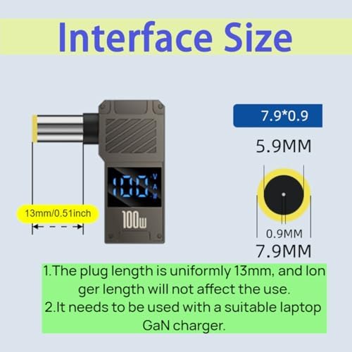High-Efficiency 100 W PD Charger Tip for HP Laptops (4.5 x 3.0 mm) with 1.5 M USB-C Cable – Ultimate Rapid Charging Solution with Advanced Safety Features and Broad Compatibility for Seamless Device Power Management
