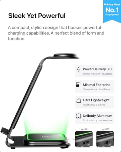 Intoval 3-in-1 Wireless Charging Station: Sleek Fast Charger for i Phone 16/15/14/13/12/11/X Pro Max, Apple Watch 10 Ultra/3 SE/9/8/7/6/5/4/3/2, and Air Pods Pro/4/Pro 2/3 – Ultimate Compatibility and Efficient Power Management in Stylish Silver Finish