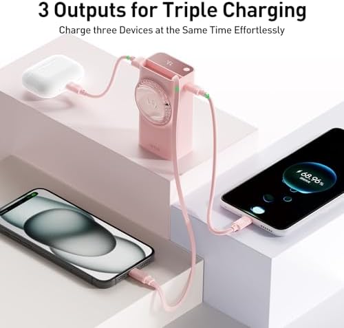 Ultimate i WALK 10000 m Ah Power Bank – 30 W Fast Charging USB-C Portable Charger with Integrated 2.3 ft Retractable Cable, Triple Output Ports for i Phone 16/15, Samsung Galaxy S25/24, and i Pad – Compact, Durable, and Travel-Ready Charging Solution