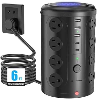 Advanced Surge Protector Power Strip with 15 W Wireless Charging Station – 16 AC Outlets & 5 USB Ports (Including 2 USB-C) for Optimal Home, Office, and Dorm Room Use – 10 FT Cord for Enhanced Flexibility and Speedy Device Charging