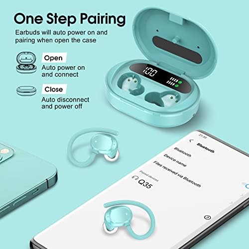 Rose Gold Bluetooth 5.3 Wireless Earbuds – Experience Premium Hi-Fi Stereo Sound with 30 Hours Playtime, Secure In-Ear Hooks for Active Lifestyles, and Dual LED Battery Indicator – Ideal for Sports, Hands-Free Calls, and Fast Type-C Charging – Upgrade Your Sound Journey Now!