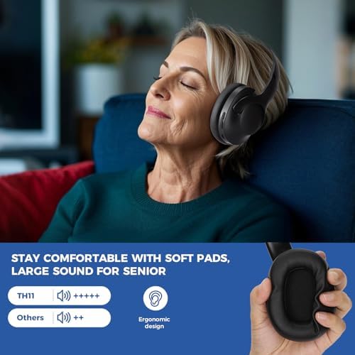 Discover Superior Sound with ROSIDA Bluetooth 5.3 Over-Ear Headphones for Seniors – 196 ft Wireless Freedom, Multi-Device Connectivity (Optical/AUX/RCA/USB), Enhanced Volume Output, Hi-Fi Audio Quality, Zero Delay for Seamless TV Watching, and Exceptional 30-Hour Battery Life – Ideal for Effortless Entertainment and Immersive Listening at Home