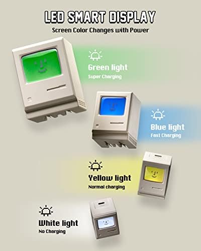 Upgrade Your Power Game with the Shargeek Retro 35 W USB C Charger – Fast Charging Wall Adapter Featuring Smart LED Display and Ga N III Technology, Perfect for i Phone 16/15/14/Pro/Max and Mac Book – Portable, Foldable Design for On-the-Go Convenience, Ideal Gift for Tech-Savvy Dads and Professionals