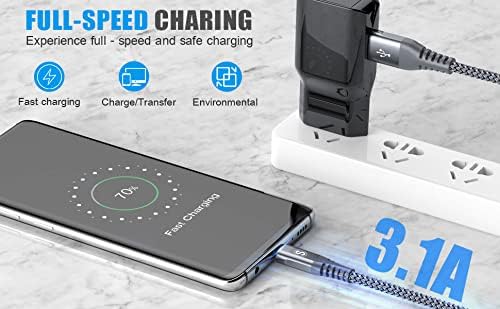 sweguard 3.1 A Fast Charging USB Type C Cable – 2 Pack 6.6 ft Nylon Braided Charger for Samsung Galaxy, LG, Moto, PS5 – Durable, Tangle-Free, High-Speed Data Sync – Ultimate Compatibility and Convenience in Pink