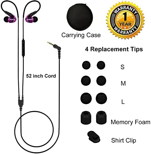 Lightweight Purple Sport Earbuds for Small Ears: Noise-Isolating, Comfortable Fit with Earhooks for Kids and Women, Perfect for Running and Workouts, Hands-Free Mic and Volume Control for Seamless Connectivity
