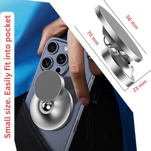 Magnetic Car Phone Holder – Strongest N52 Magnet, 360° Adjustable & 180° Flip, Aluminum Alloy Built, Universal Car Mount for iPhone, Samsung, All Phones (Includes Metal Plate & Ring) – Black – Enhanced Compatibility and Speed