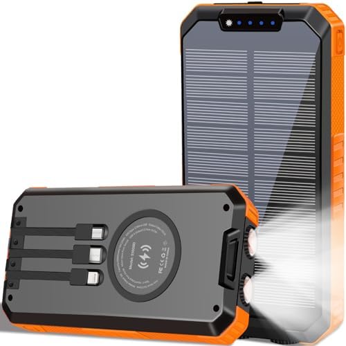 Ultimate Outdoor Power Bank – 20,000 m Ah Solar Charger with Fast QC 3.0 Charging, Built-in Flashlight & Compass for Adventurers, Waterproof & Durable Portable Battery Pack with Carabiner for Eco-Friendly Energy Solutions