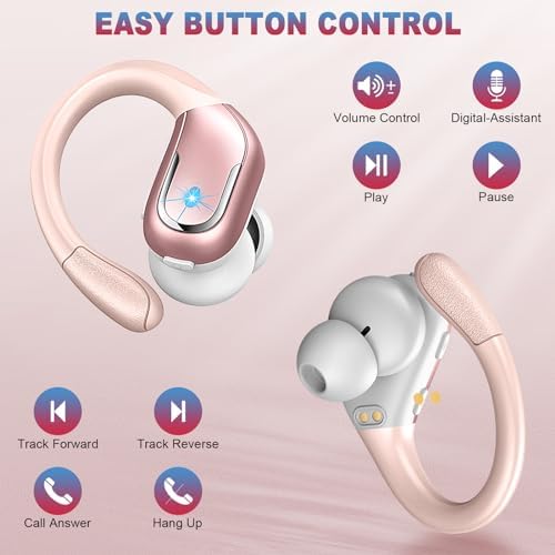 Revolutionary Bluetooth 5.4 Sport Earbuds with 75 Hours of Playtime – Immerse Yourself in Deep Bass and Crystal Clear Calls – Robust IP7 Waterproof Design for All-Weather Use – Secure Over-Ear Fit with User-Friendly Controls – Quick USB-C Charging for Seamless Connectivity – Ideal for Active Lifestyles and Enhanced Comfort