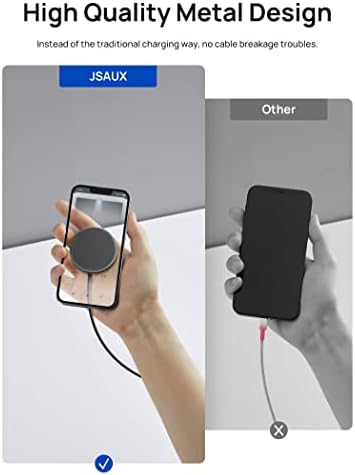 JSAUX Magnetic Wireless Charger – Sleek Silver Fast Charging Pad for i Phone 16 Series, Mag Safe-Compatible with Superior Magnetic Alignment for Efficient Power Delivery, Portable Design for Home & Travel Use, Essential i Phone Accessory for Stylish Charging Solutions