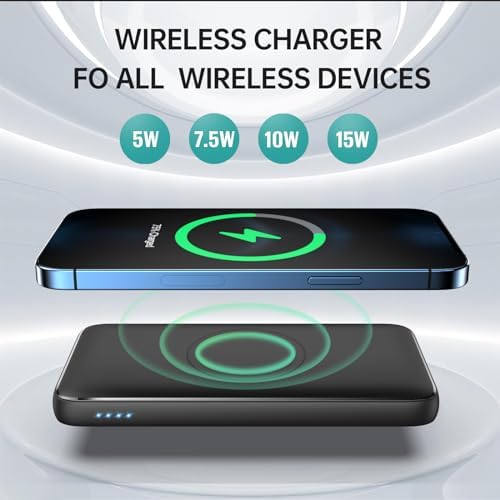 Ultra-Fast Wireless Portable Charger Power Bank – 13800 m Ah Capacity with 15 W Wireless Charging, 25 W PD & QC 4.0 USB-C, Dual Input & 4 Output Ports – Ideal for i Phone 16/15/14/13/12 and Android Devices – Compact Travel Essential for Uninterrupted Power