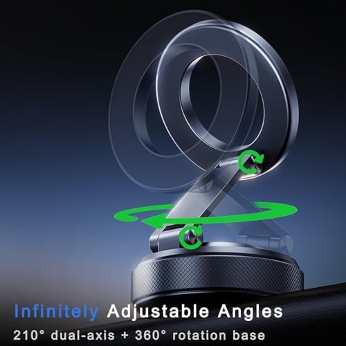 Transform Your Driving with the Versatile 360° Magnetic Phone Holder – Superior Nano Gel Suction Mount Compatible with Mag Safe for i Phone 12-16 Pro Max – Optimal Stability & Customizable Viewing Angles for Cars, Trucks, and Boats – Experience Effortless Hands-Free Navigation and Safety