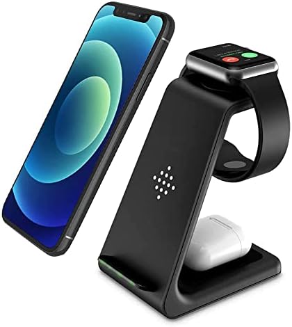 Versatile 3-in-1 Qi Wireless Charging Station for Apple Devices – Stylish Fast Charging Dock for i Phone 16/15/14/13/12/11/X/8, Apple Watch Ultra/9/8/7/6/SE/5/4/3/2, and Air Pods Pro – Sleek Compact Design with Anti-Slip Technology and LED Status Indicator – Ideal Tech Gift for Gadget Enthusiasts