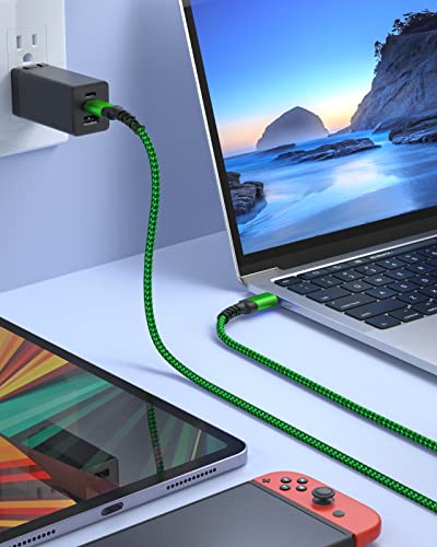 10 ft USB C to USB C Charging Cable – Fast 60 W Power Delivery Braided Cord for Galaxy S23 Ultra, i Phone 15/16, i Pad Pro, Mac Book – Durable, Tangle-Free Design in Purple, Green, Blue, Pink for Maximum Flexibility and Style