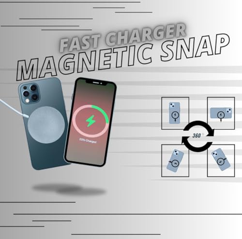 Ultra-Slim Magnetic Wireless Charger for i Phone X/11/12/13/14/15/16 – Fast 15 W Charging with Smart-IC Protection, Braided 5 ft USB-C Cable, Qi-Certified, Case-Compatible Design for Effortless Charging Anywhere