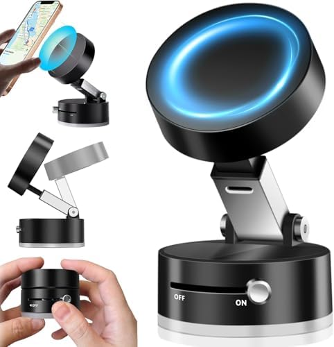 Magnetic Vacuum Suction Holder, Double-Sided Phone Holder with Suction Cup for Car/Mirror/Smooth Surface, Foldable and Retractable, Universal, Car Phone Mount. – Enhanced Compatibility and Speed
