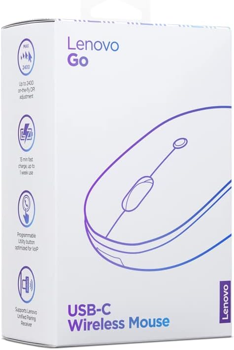 Lenovo Go Multi-Device Wireless Mouse – Versatile Dual Connectivity Bluetooth Optical Mouse with USB-C Rechargeable Battery, Adjustable DPI, Qi Charging, and Ambidextrous Design in Sleek Grey – Perfect for Multitaskers and Professionals