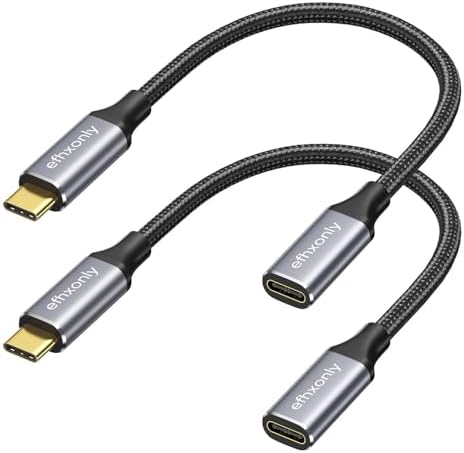 5 ft USB C Extension Cable – Ultra-Fast 10 Gbps Data Transfer & 100 W Power Delivery – Perfect for i Phone 16/15, Mac Book Air/Pro & i Pad Pro – Durable 2-Pack for Enhanced Connectivity & Versatile Device Setup