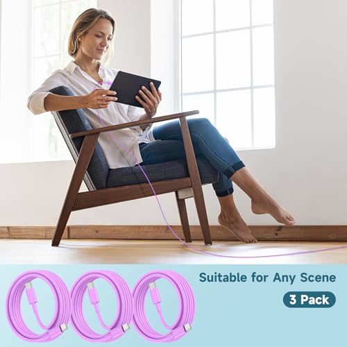Revolutionary 60 W USB-C Charging Cable Trio – Fast Charge Your i Phone 15, Mac Book Pro, i Pad Pro & Air Pods 4 with Reliable 3 ft Durability – Ultimate Compatibility for Enhanced Performance and Convenience – Ideal for Home, Office, and On-the-Go Use – Sleek White Design for Effortless Style and Organization