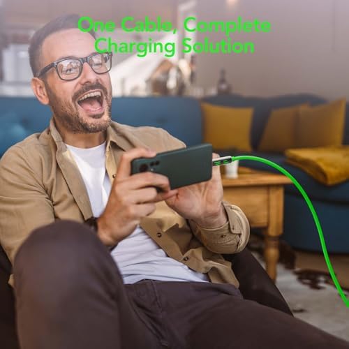 4-in-1 Universal Multi USB Charging Cable – 240W Max Fast Charger Cord with Multiple Connectors for iPhone 16/15/14/13, iPad, Samsung, MacBook, Tablets & More (Black, 6.6Ft) – Enhanced Compatibility and Speed