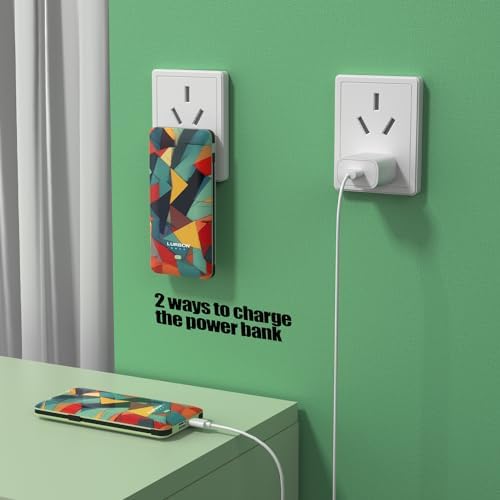 Compact 10000 m Ah Portable Charger with Built-In Cables and AC Wall Plug – Essential USB-C Power Bank for i Phones, Samsung Devices, and Tablets in Vibrant Green – Ultimate Travel Companion for Fast Charging and Universal Compatibility