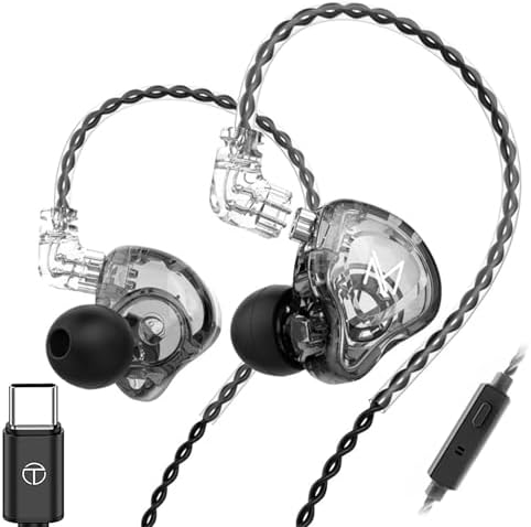 FEDAI TRN MT1 High-Fidelity In-Ear Monitor Earbuds – Premium 10 mm Dynamic Driver Technology, Detachable Cable for Customization, Built-in Microphone for Effortless Calls, Sleek Black Design for Audiophiles and Everyday Use – Unmatched Sound Quality and Versatile Device Compatibility