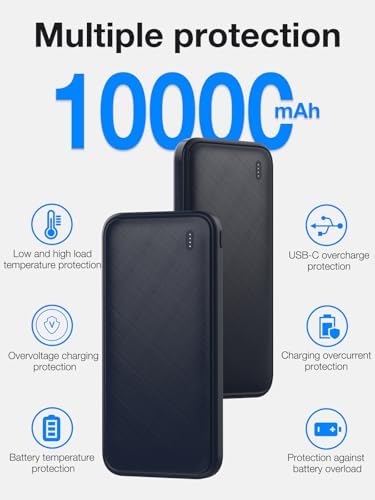 High-Speed 20 W Portable Charger – 10,000 m Ah Fast Charging Power Bank with USB-C PD & QC 3.0 for Ultimate Device Compatibility – Slim, Lightweight Battery Pack for i Phone & More – Perfect for On-the-Go Power Needs