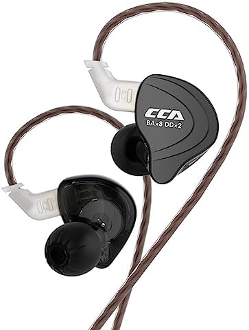 CCA C10 Hybrid Driver In-Ear Monitors – 4 BA + 1 DD Audiophile Headphones with Detachable Cable and Alloy Faceplate for Exceptional Sound Quality – Matte Black Wired Earbuds for Musicians and Stage Performers – Ergonomic Design for Comfort and Long Listening Sessions