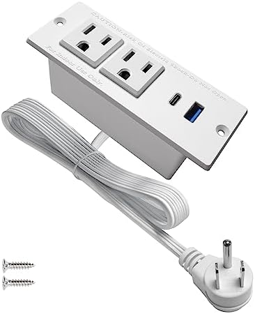 Recessed USB C Power Station for Fast Charging: 2 Outlets & 2 USB Ports (PD20 W & QC18 W) – Space-Saving Desktop Power Strip with Flat Plug for Easy Mounting on Desks, Sofas, Cabinets, and Nightstands (Sleek Black Finish) – Optimal Power Supply Solution for Home & Office Use