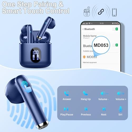 Advanced Bluetooth 5.3 Wireless Earbuds – Hi-Fi Stereo Sound for Ultimate Audio Experience, 4 ENC Mics for Superior Call Clarity, Featherlight 3 g Build for Unmatched Comfort, 30-Hour Playtime with Sleek USB-C Charging Case, IP7 Waterproof for All-Weather Durability, Seamlessly Compatible with Android & i OS – Ideal for Music Aficionados and On-the-Go Professionals