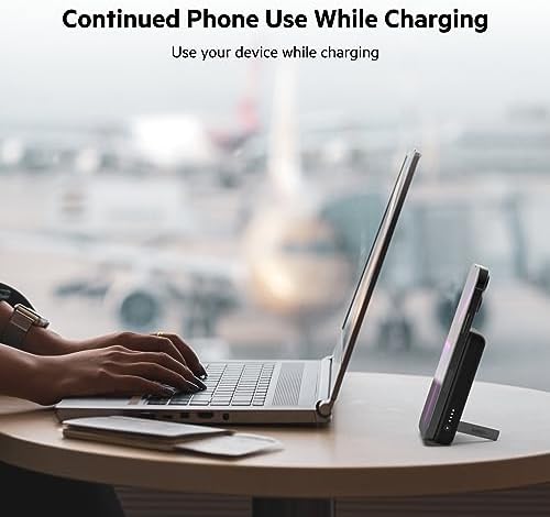 Belkin Wireless Power Bank 5000 m Ah with Mag Safe Compatibility – Portable Charger for i Phone 16 Series, i Phone 15, and Air Pods – 7.5 W Fast Charging with Built-in Kickstand for Hands-Free Use – Lightweight White Design for On-the-Go Charging Solutions