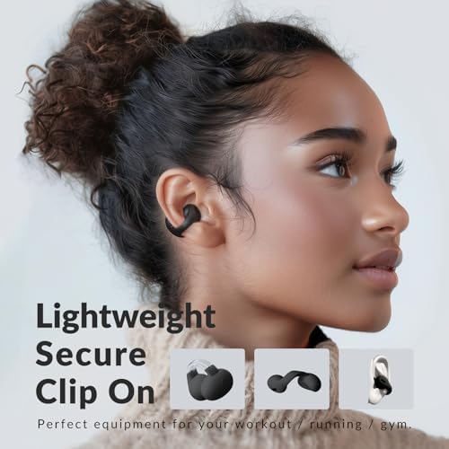 Q7 Open-Ear Bluetooth 5.3 Earbuds – Ultra-Lightweight Design for Maximum Comfort, Deep Bass with DT 6.0 Technology, Extended 34-Hour Battery Life, Quick USB-C Recharge – Ideal for Active Lifestyles and Seamless Connectivity in Black