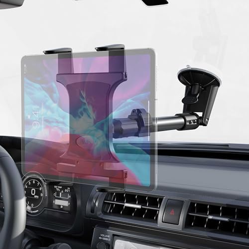 ARKON Long Arm Windshield Suction Mount for i Pad Air & Pro – Premium Hands-Free Tablet Holder for Safe Navigation and Streaming – Durable, Adjustable Car Mount with Powerful Suction and Sleek Black Design – Perfect for Video Calls and On-the-Go Entertainment
