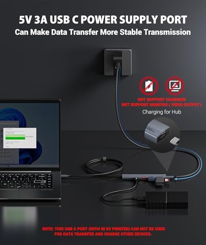 Revolutionize Your Connectivity with the Aceele 10 Gbps USB C Hub Splitter – Ultimate 4-Port Adapter Featuring Dual USB-A 3.2 & USB-C 3.2 for Mac Book Pro, i Mac, i Pad – High-Efficiency 100 W Power Delivery Charging – Seamless Device Integration for Swift File Transfers and Enhanced Productivity