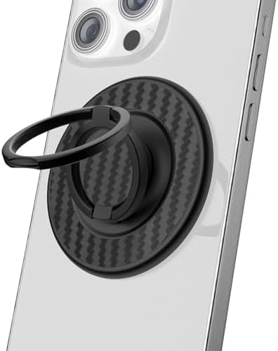 Mag Safe-Compatible Magnetic Phone Grip with Adjustable Double Rings – Effortless Wireless Charging Kickstand for Secure One-Handed Use and Sleek Black Aesthetic