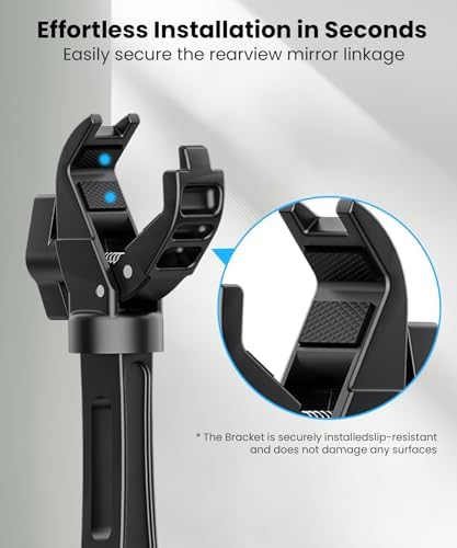 Karmus Universal Rearview Mirror Phone Holder – Rotatable and Retractable Car Mount for All Smartphones – Essential Vehicle Accessory for Safe Hands-Free Navigation and Communication – Durable Design for Long-Lasting Use – Easy Installation for Optimal Viewing Angles