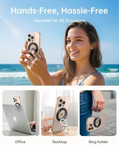 Syncwire Magnetic Phone Ring Holder – Titanium Alloy Kickstand for i Phone 12-16 Pro Max & Compatible Android Devices – Ergonomic Design, Enhanced Mag Safe Stability, Lightweight Grip for Ultimate Hands-Free Convenience