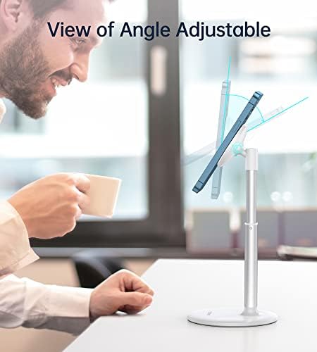 Magnetic Desk Phone Stand for iPhone 16/15/14/13/12 – Phone Holder Dock with 360°Rotation, Height&Tilt Adjustable for Office/Home Compatible with iPhone 16 15 14 13 12 Mini/Plus/Pro/Pro Max,Mag-Safe – Enhanced Compatibility and Speed