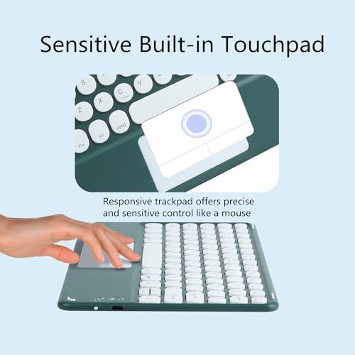 Portable Wireless Bluetooth Keyboard with Touchpad – 10-Inch Rechargeable Slim Design for i Pad Pro, Air, Mini & More | Stylish Purple Finish for Enhanced Productivity on i OS, Android & Windows Devices